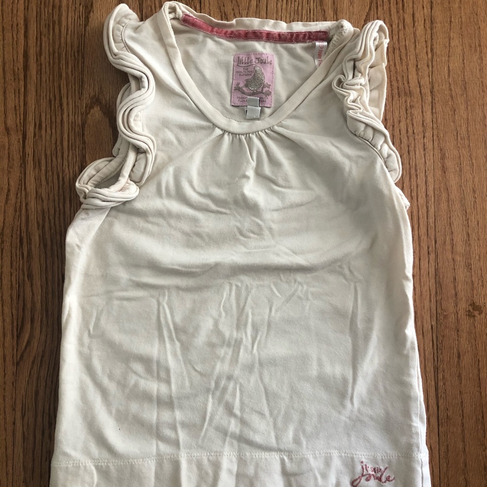 Little Joule sleeveless taupe top with ruffle